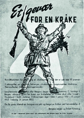 Plakat fra kråkelotteriet i 1950.