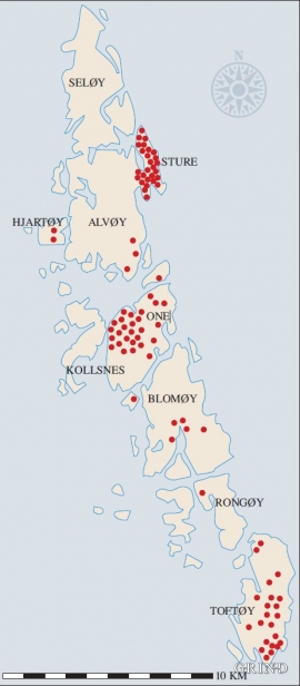 Kart over buplassar i Øygarden