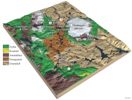 Terrengmodell over geologien i Finseområdet